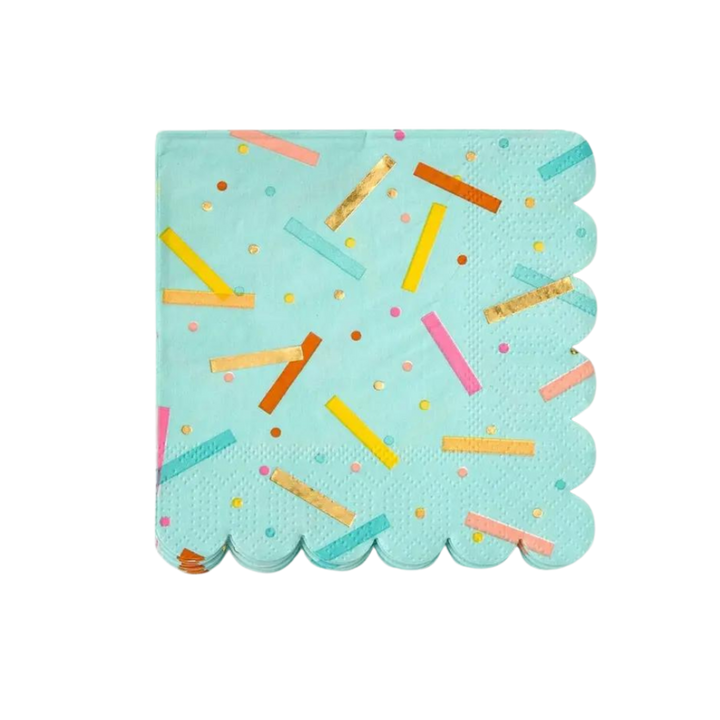 Teal Birthday Sprinkles Cocktail Napkins