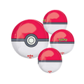 Red and white Pokeball mylar balloons for Pokemon birthday from Parte Haus party supply store in Bethesda MD