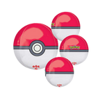 Red and white Pokeball mylar balloons for Pokemon birthday from Parte Haus party supply store in Bethesda MD