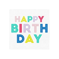Multicolor happy birthday napkin with bold block letters birthday theme from Parte Haus party supply store in Bethesda MD.