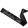 Black birthday girl sash with rhinestone letters for birthday from Parte Haus party supply store in Bethesda Maryland