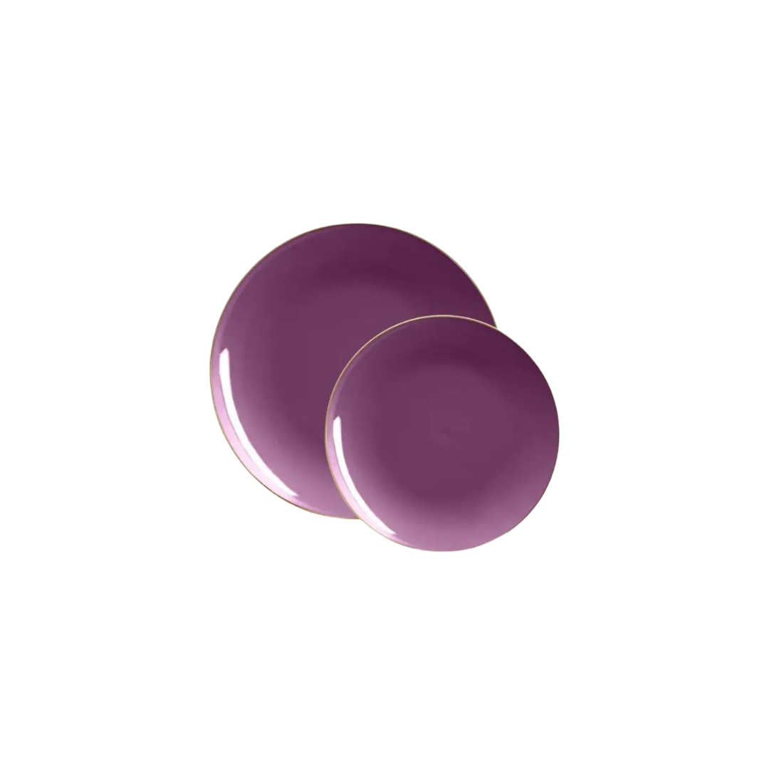 Purple round plates glossy finish birthday from Parte Haus party supply store in Bethesda MD