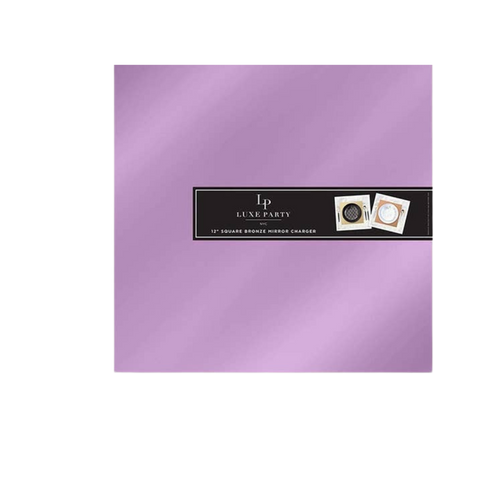 Purple square mirror charger modern tableware from Parte Haus party supply store in Bethesda Maryland