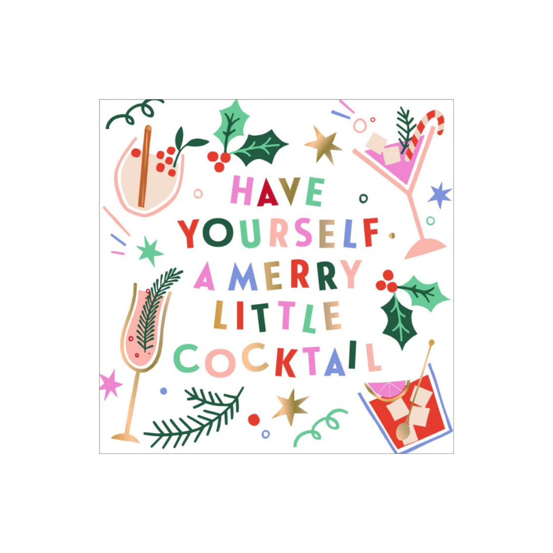 White "Have Yourself A Merry Little Cocktail Napkins" Cocktail Napkins