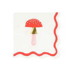 Red mushroom napkin with scalloped edge for whimsical celebration from Parte Haus party supply store in Bethesda MD