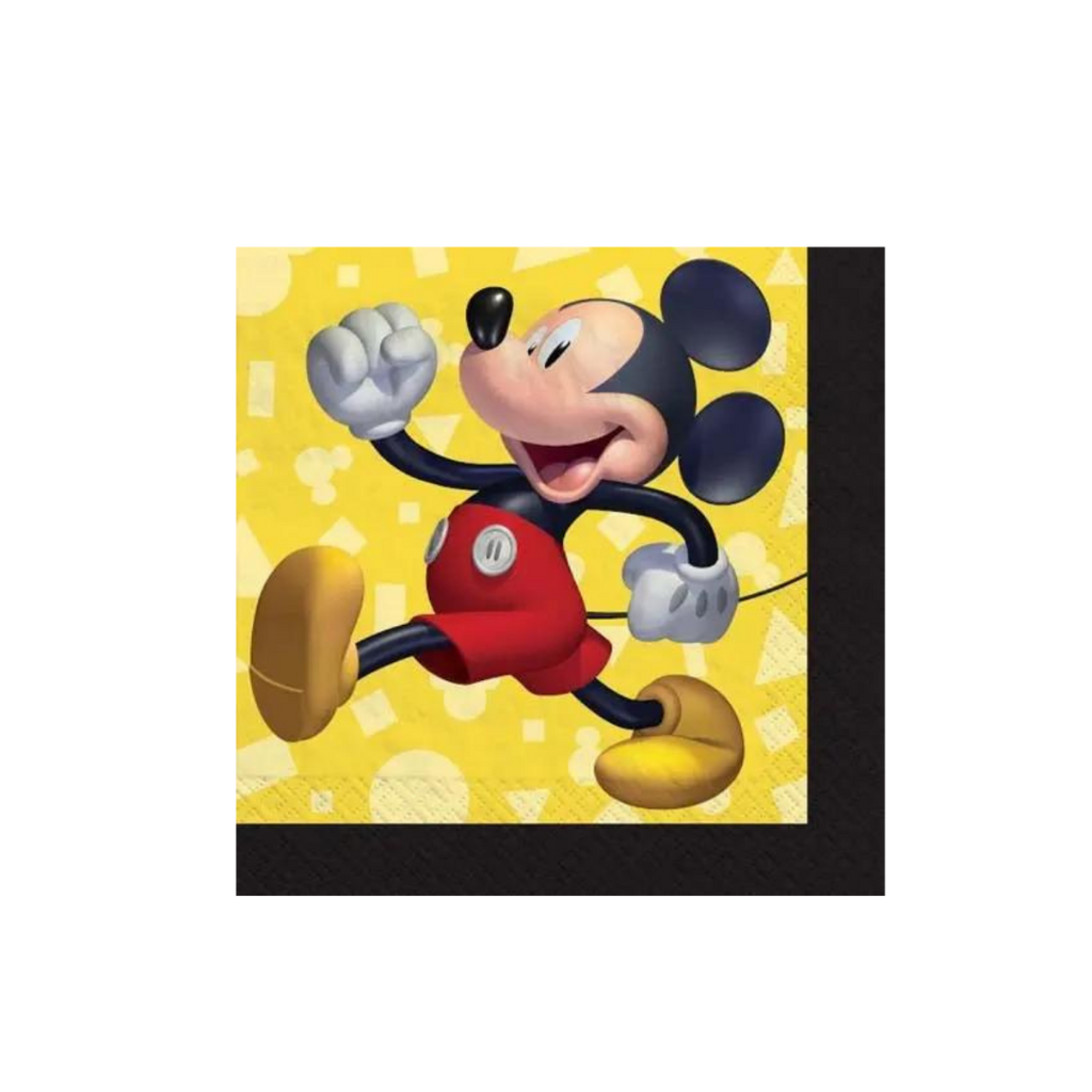 Yellow Mickey Mouse napkin with playful cartoon design birthday theme from Parte Haus party supply store in Bethesda MD