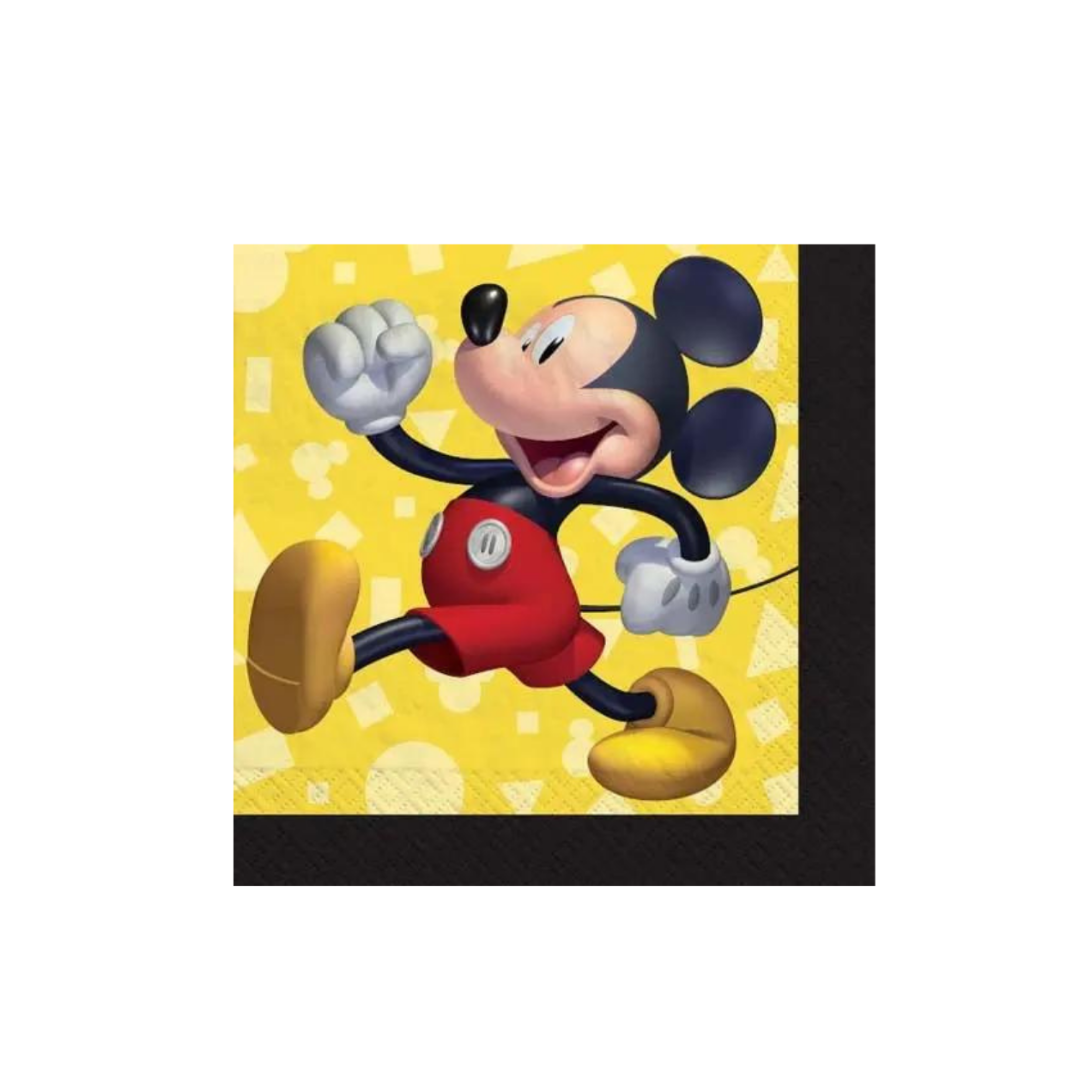 Yellow Mickey Mouse napkin with playful cartoon design birthday theme from Parte Haus party supply store in Bethesda MD