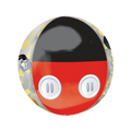 Black and red round balloon with cartoon hands for birthday theme from Parte Haus party supply store in Bethesda MD