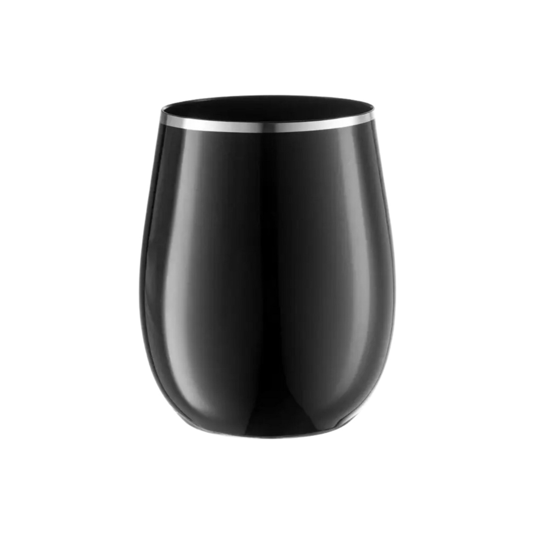 Black stainless steel tumbler with smooth finish elegant drinkware from Parte Haus party supply store in Bethesda Maryland