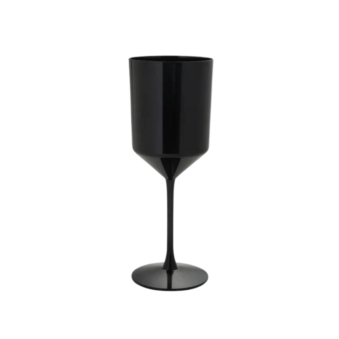 Black wine glass with modern stem for events from Parte Haus party supply store in Bethesda MD