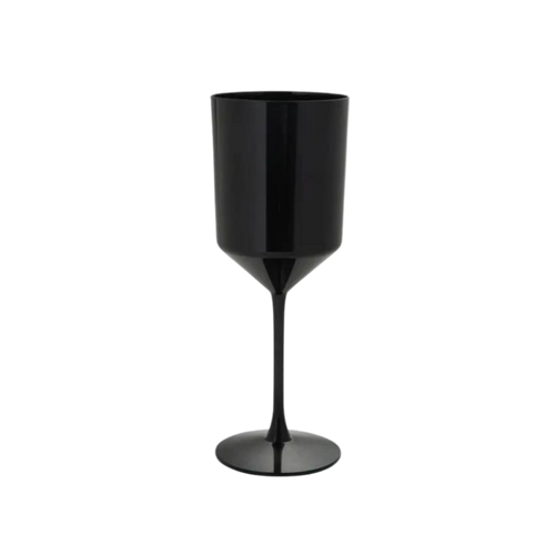 Black wine glass with modern stem for events from Parte Haus party supply store in Bethesda MD