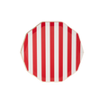Red and white striped plate with gold edge circus birthday theme from Parte Haus party supply store in Bethesda MD