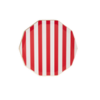 Red and white striped plate with gold edge circus birthday theme from Parte Haus party supply store in Bethesda MD