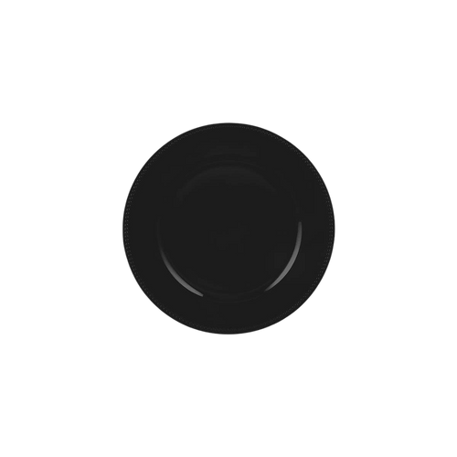Black plastic plate elegant tableware for birthday or dinner from Parte Haus party supply store in Bethesda MD.
