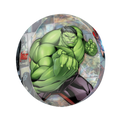Green Marvel Hulk round foil balloon with comic art superhero birthday theme from Parte Haus party supply store in Bethesda Maryland