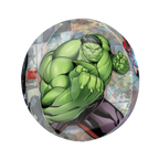 Green Marvel Hulk round foil balloon with comic art superhero birthday theme from Parte Haus party supply store in Bethesda Maryland
