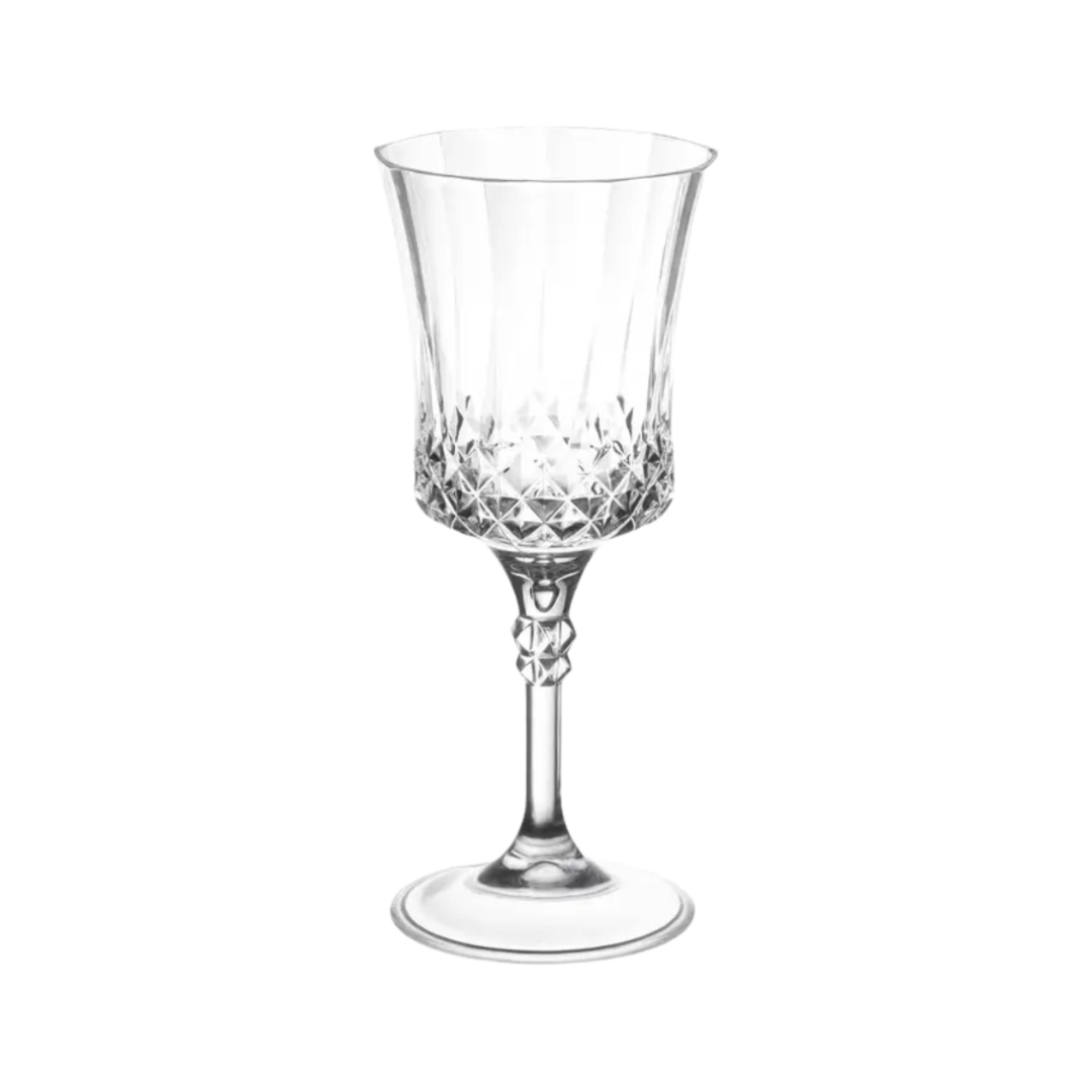 Clear crystal wine glass elegant drinkware for celebrations from Parte Haus party supply store in Bethesda MD.