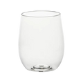 Clear stemless wine glass modern tumbler for celebrations from Parte Haus party supply store in Bethesda Maryland