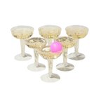 Clear plastic champagne cups set with a pink ball for celebration game from Parte Haus party supply store in Bethesda MD