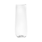 Clear plastic champagne flute with modern tall design celebration theme from Parte Haus party supply store in Bethesda MD