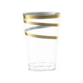 Gold striped plastic cup elegant drinkware for celebrations from Parte Haus party supply store in Bethesda MD