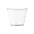 Clear plastic tumbler with subtle glitter for celebrations from Parte Haus party supply store in Bethesda Maryland