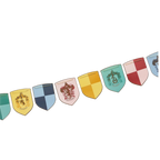 Multicolor shield banner with heraldic designs for wizard birthday from Parte Haus party supply store in Bethesda MD