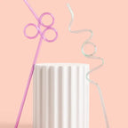 Pastel pink and mint reusable swirly straws for garden party from Parte Haus party supply store in Bethesda MD
