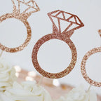 Rose gold ring cupcake topper glitter engagement bridal shower from Parte Haus party supply store in Bethesda Maryland