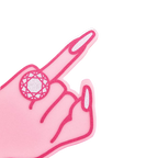 Pink ring foam finger with glittery diamond shape for bachelorette party from Parte Haus party supply store in Bethesda MD