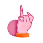 Pink ring foam finger shaped like a hand for bachelorette party from Parte Haus party supply store in Bethesda Maryland