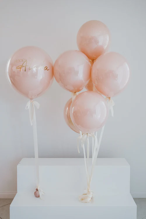 Rose Gold Blush Personalized Balloons