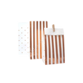 Rose gold treat bag with stripes and dots for birthdays from Parte Haus party supply store in Bethesda Maryland
