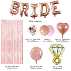 Rose gold bride decoration kit with foil balloons rain curtain confetti balloons bridal shower from Parte Haus party supply store in Bethesda MD