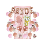 Rose gold and pink bridal shower decoration kit with balloons and heart shapes for bridal shower from Parte Haus party supply store in Bethesda Maryland