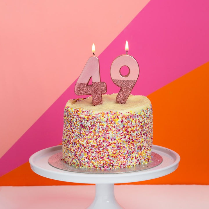 Rose Gold Glitter 0-9 Number Candle Set