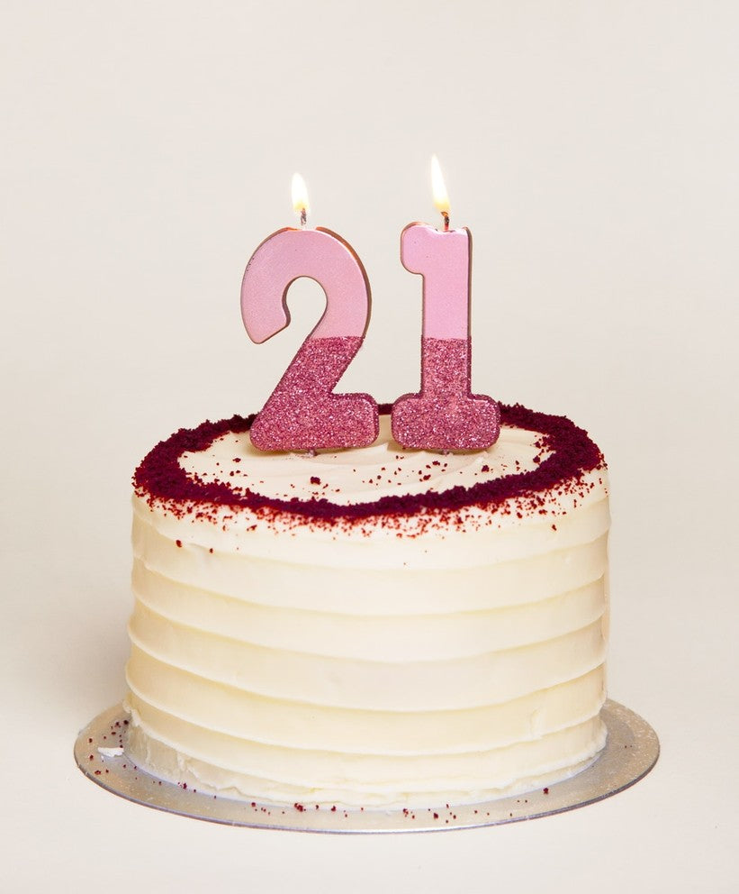 Rose Gold Glitter 0-9 Number Candle Set