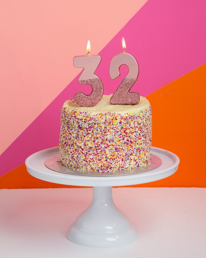 Rose Gold Glitter 0-9 Number Candle Set
