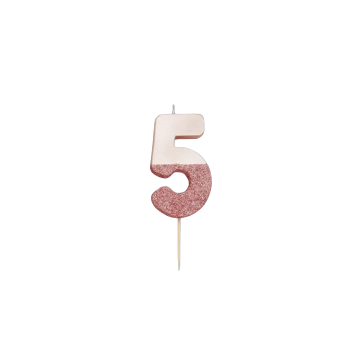 Rose Gold Glitter 0-9 Number Candles
