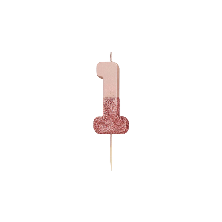 Rose Gold Glitter 0-9 Number Candles