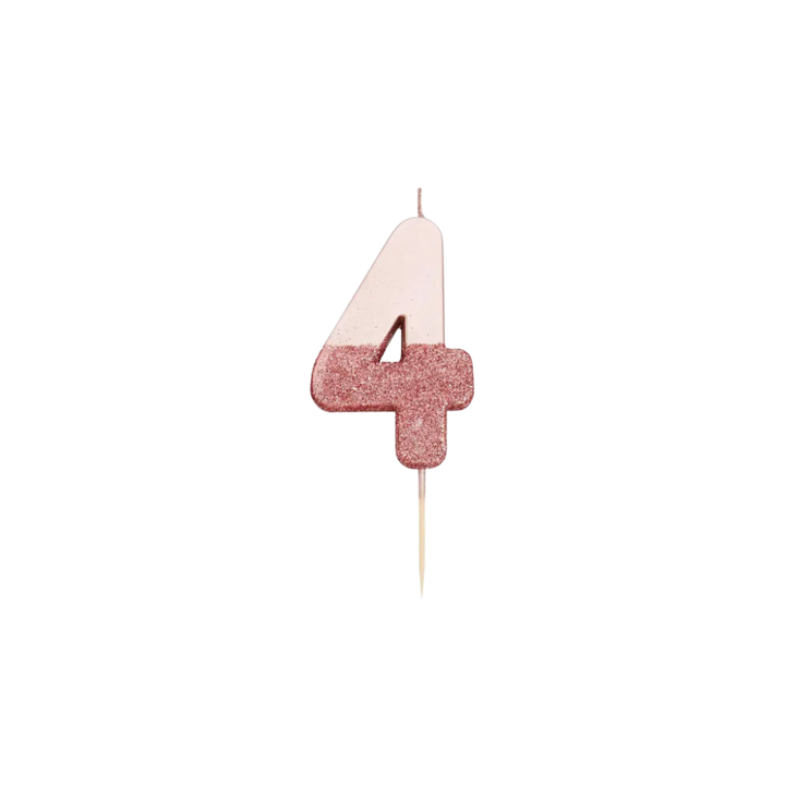Rose Gold Glitter 0-9 Number Candles