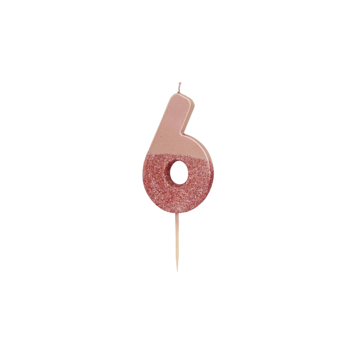 Rose Gold Glitter 0-9 Number Candles