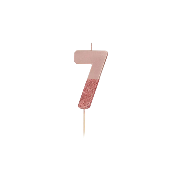 Rose Gold Glitter 0-9 Number Candles