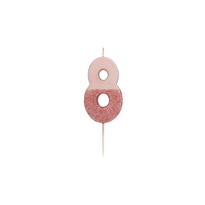 Rose Gold Glitter 0-9 Number Candles