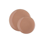 Round clay gold plastic plates modern dinnerware for elegant events from Parte Haus party supply store in Bethesda MD.