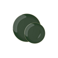 Emerald gold plastic round plates elegant appetizer set from Parte Haus party supply store in Bethesda MD
