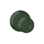 Emerald gold plastic round plates elegant appetizer set from Parte Haus party supply store in Bethesda MD