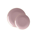Mauve gold plastic plates modern round dining from Parte Haus party supply store in Bethesda MD