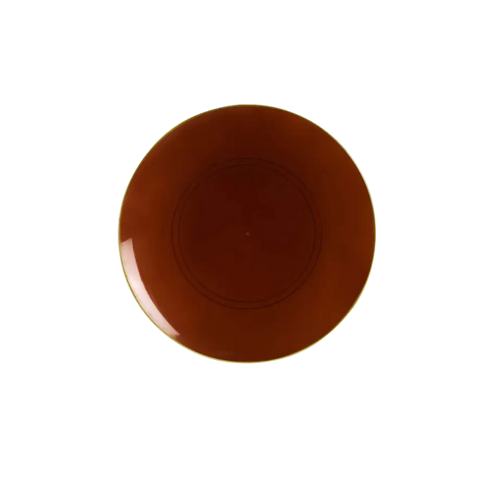 Transparent Mocha Gold Rimmed Plastic Plates