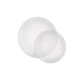 Clear gold round plastic plates elegant dinnerware for celebrations from Parte Haus party supply store in Bethesda MD